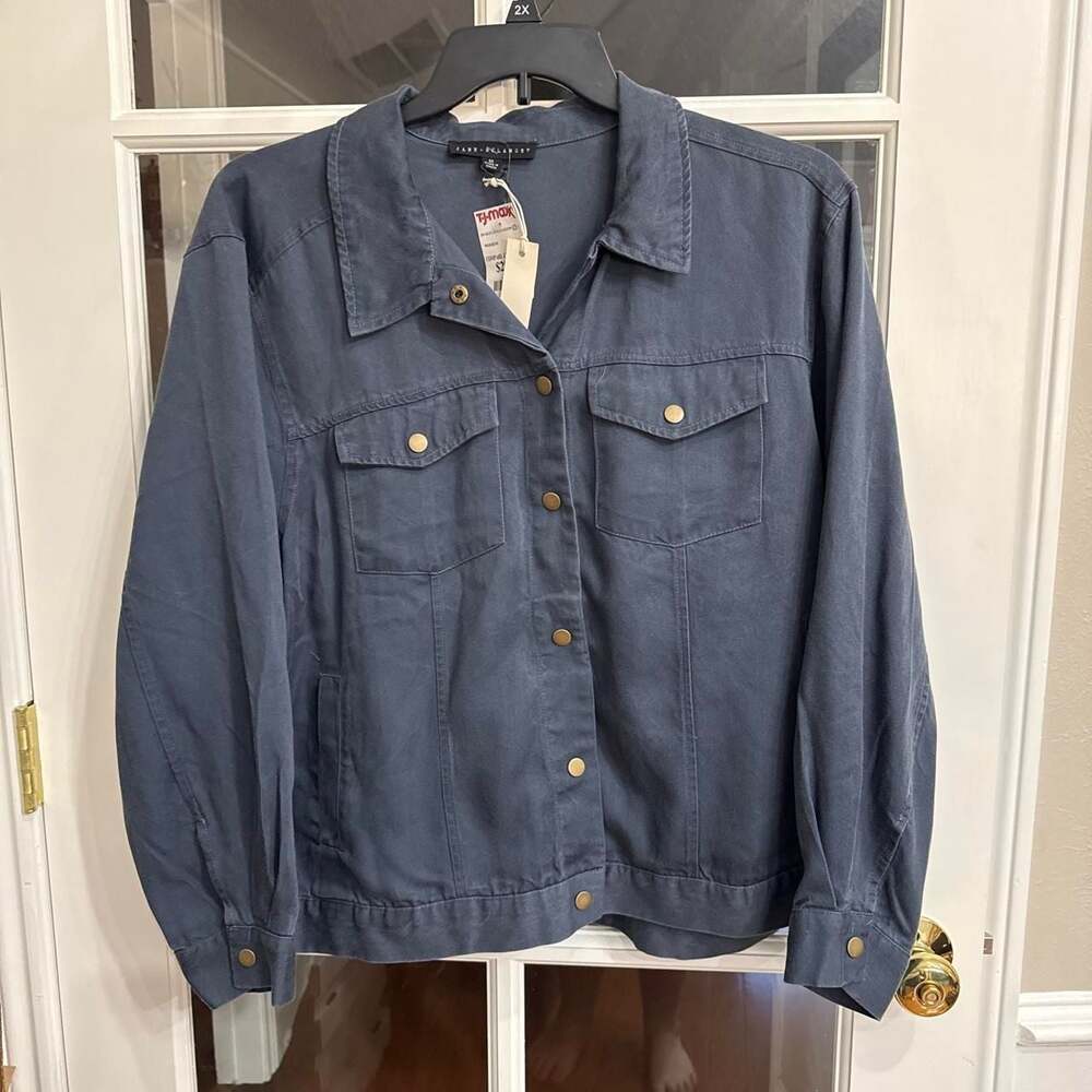 Jane & Delancey Navy Blue Denim Trucker Jacket